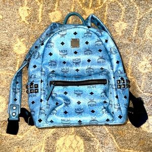 Blue MCM backpack with studs